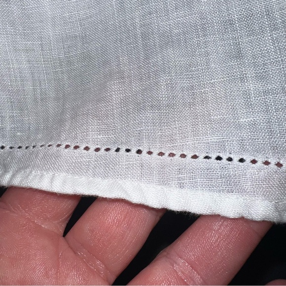 L.L.Bean White Linen Tuxedo Bib Band Collar Button Up Contemporary Prairie Top M - Picture 6 of 16